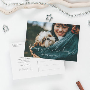 Minimalistisches handgeschriebenes Happy Holidays  Feiertagspostkarte