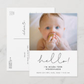 Minimalistisches handgeschriebenes Hello new baby  Postkarte (Vorne/Hinten)