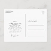 Minimalistisches handgeschriebenes Hello new baby  Postkarte (Rückseite)