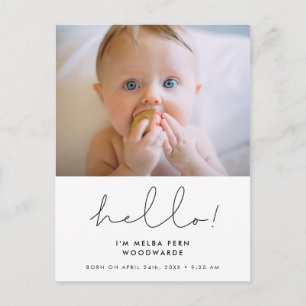 Minimalistisches handgeschriebenes Hello new baby  Postkarte