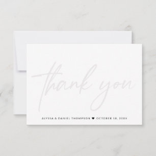 Minimalistisches handgeschriebenes Hochzeitsszenar Dankeskarte