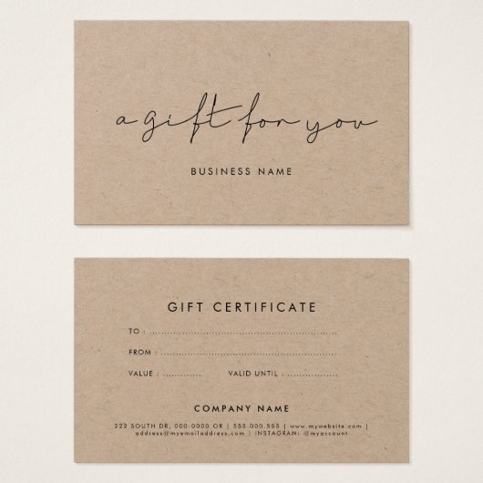 Minimalistisches handgeschriebenes Kraftgeschenk (Vorne & Hinten)