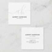 Minimalistisches handgeschriebenes Monogramm Quadratische Visitenkarte (Vorne/Hinten)
