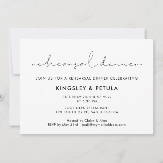 Minimalistisches handgeschriebenes Probe Einladung (Vorderseite)