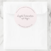 Minimalistisches handgeschriebenes Rosa Runder Aufkleber (Tasche)