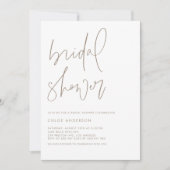 Minimalistisches handgeschriebenes Script Taupe Br Einladung (Vorderseite)