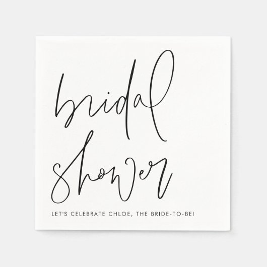 Minimalistisches, handgeschriebenes Skript-Brautpa Serviette (Vorderseite)