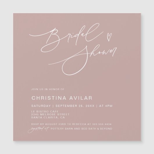 Minimalistisches handgeschriebenes Skript-Brautpar Magneteinladung (Vorderseite)