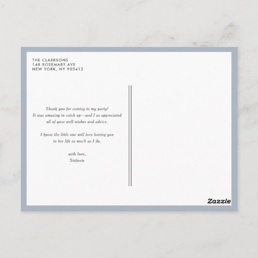 Minimalistisches handgeschriebenes Skript Dusty Bl Postkarte (Rückseite)