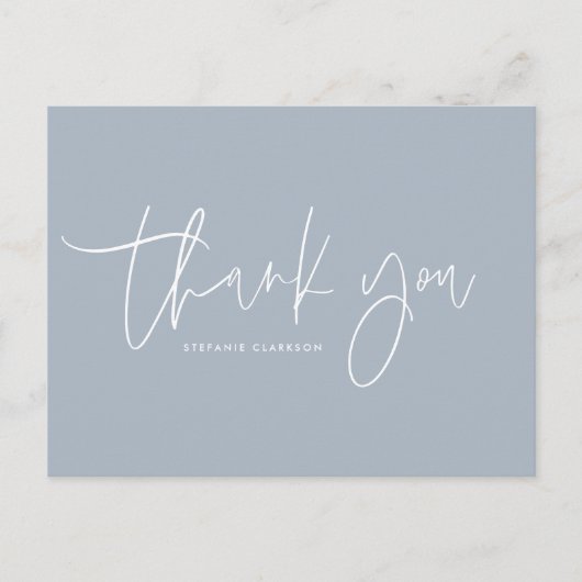 Minimalistisches handgeschriebenes Skript Dusty Bl Postkarte (Vorderseite)