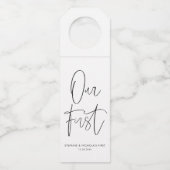 Minimalistisches handgeschriebenes Skript - Erste Flaschenanhänger (Vorderseite)