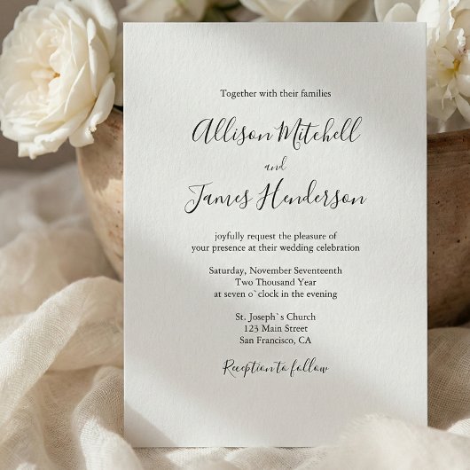 Minimalistisches handgeschriebenes Skript-Hochzeit Einladung