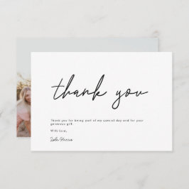 Minimalistisches handgeschriebenes Skriptschwarzes Dankeskarte