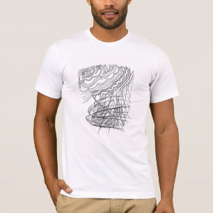 minimalistisches, handgezeichnetes, wellenförmiges T-Shirt