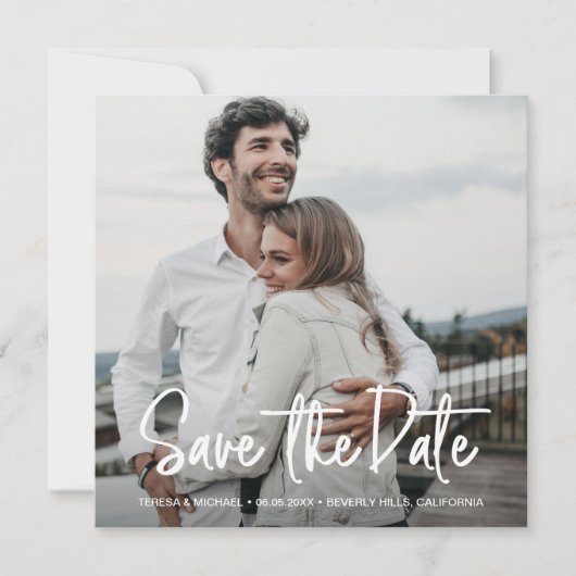 Minimalistisches Handschrift-Save the Date Foto (Vorderseite)
