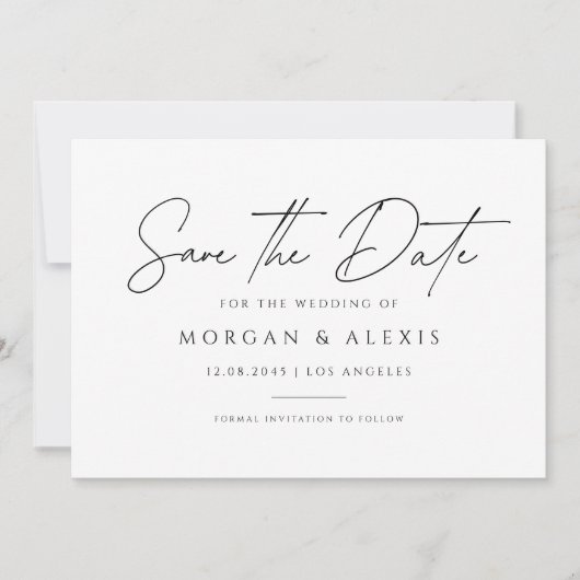 Minimalistisches Handschriftzeichen Save The Date (Vorderseite)