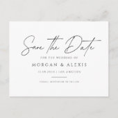 Minimalistisches Handschriftzeichen Save the Date Postkarte (Vorderseite)