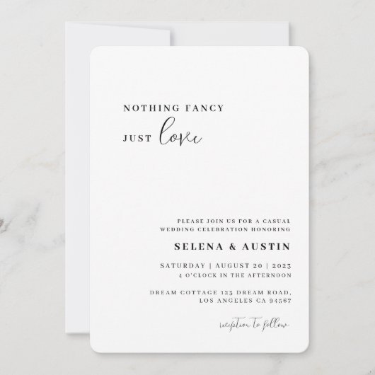 Minimalistisches Handscript Nichts Extravagant nur Einladung (Vorderseite)