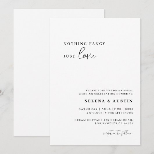 Minimalistisches Handscript Nichts Extravagant nur Einladung (Vorne/Hinten)