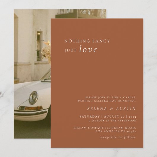 Minimalistisches Handscript Nichts Extravagant nur Einladung (Vorne/Hinten)