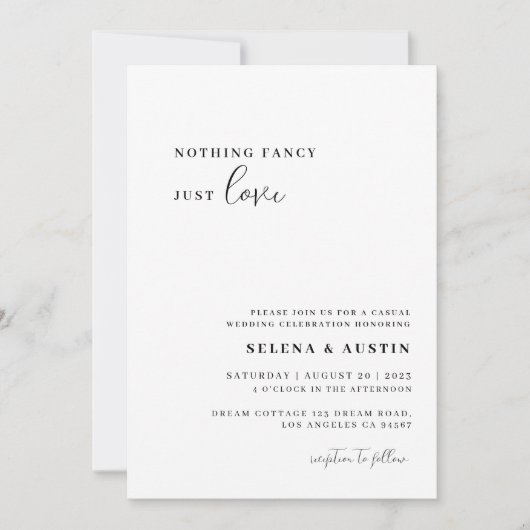 Minimalistisches Handscript Nichts Extravagant nur Einladung (Vorderseite)