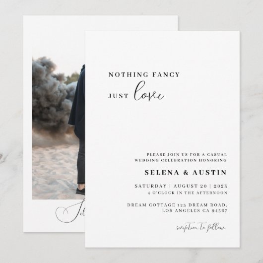 Minimalistisches Handscript Nichts Extravagant nur Einladung (Vorne/Hinten)