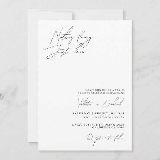 Minimalistisches Handscript Nichts Extravagant nur Einladung (Vorderseite)