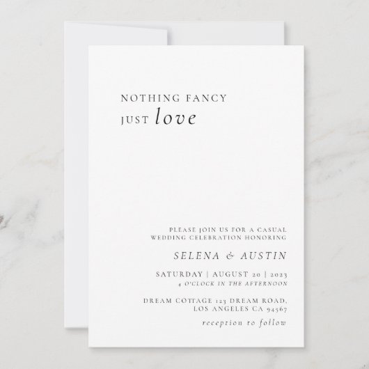 Minimalistisches Handscript Nichts Extravagant nur Einladung (Vorderseite)