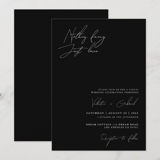 Minimalistisches Handscript Nichts Extravagant nur Einladung (Vorne/Hinten)