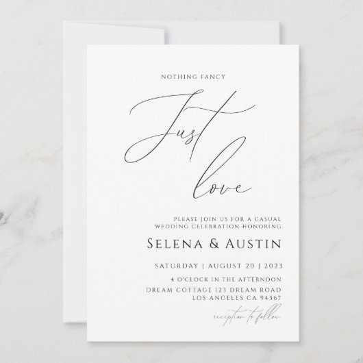 Minimalistisches Handscript Nichts Extravagant nur Einladung (Vorderseite)