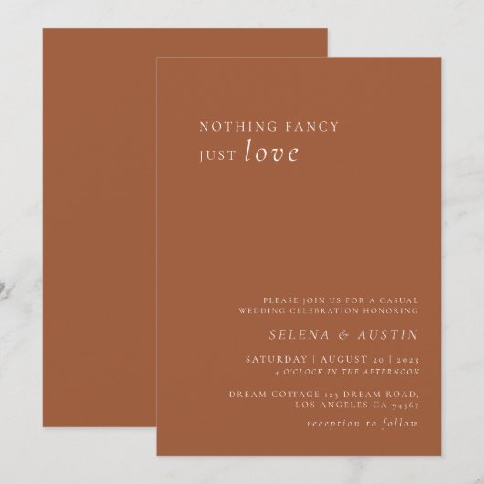 Minimalistisches Handscript Nichts Extravagant nur Einladung (Vorne/Hinten)