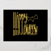 Minimalistisches "Happy Halloween" Bat Design in F Folieneinladung (Vorderseite)