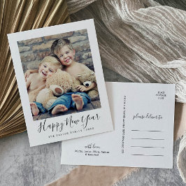 Minimalistisches Happy New Year Portrait Foto Feiertagspostkarte