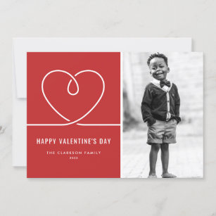 Minimalistisches Heart Red Happy Valentine Day Fot Feiertagskarte