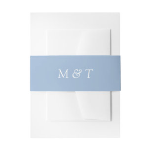 Minimalistisches hellblau mit weißer Monogramm Hoc Einladungsbanderole