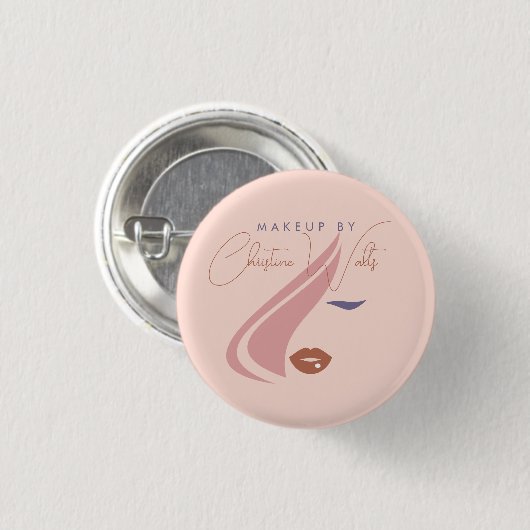 Minimalistisches helles Pfirsichpink Makeup Artist Button (Vorne & Hinten)