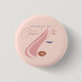 Minimalistisches helles Pfirsichpink Makeup Artist Button (Vorderseite)