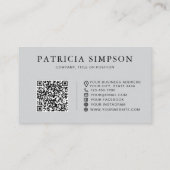 Minimalistisches hellgraues Logo-QR-Code-Profi Visitenkarte (Rückseite)