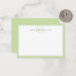 Minimalistisches Hellgrün-Doppelrand-Monogramm Mitteilungskarte