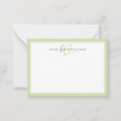 Minimalistisches Hellgrün-Doppelrand-Monogramm Mitteilungskarte (Vorderseite)