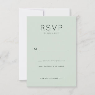 Minimalistisches Hellgrün RSVP Karte
