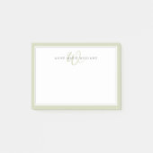 Minimalistisches Hellgrün-Script Zwei-Rahmen-Monog Post-it Klebezettel (Vorderseite)