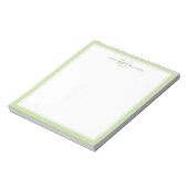 Minimalistisches Hellgrün-Zweirahmen-Monogramm Notizblock (Rotiert)