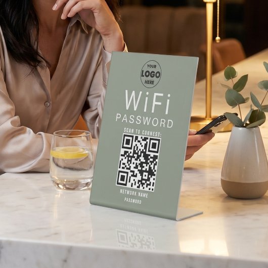 Minimalistisches Hellgrünes Business-WiFi-QR-Code- Sockelschild