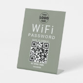 Minimalistisches Hellgrünes Business-WiFi-QR-Code- Sockelschild (Vorderseite)