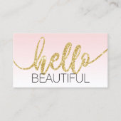 Minimalistisches Hello Beautiful Pink Gold Script Visitenkarte (Vorderseite)