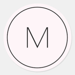 Minimalistisches hellrosa Chic Einfache Monogramm Runder Aufkleber
