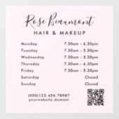 Minimalistisches, hellrosa Geschäftszeiten Fenster Fensteraufkleber (Blatt)