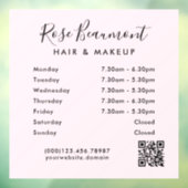 Minimalistisches, hellrosa Geschäftszeiten Fenster Fensteraufkleber (Blatt 3)