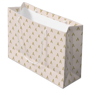 Minimalistisches Hellrosa-Monogramm Große Geschenktüte